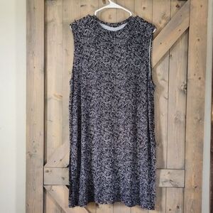 J. Jill Wearever Sleeveless Shift Black White Jersey Knit Dress Size XL